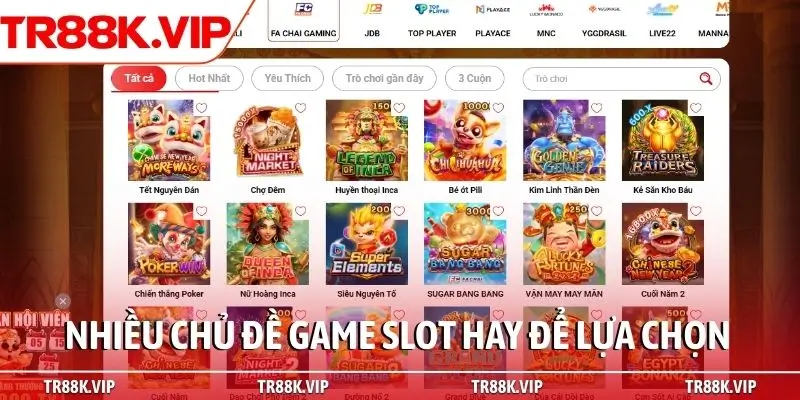 Nhiều chủ đề game slot hay để lựa chọn