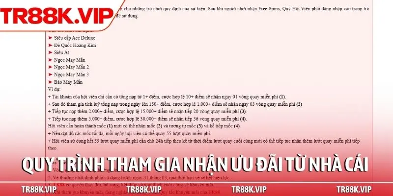Quy trình tham gia nhận ưu đãi từ nhà cái