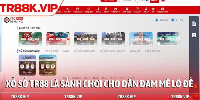 Xổ số TR88 là sảnh chơi cho dân đam mê lô đề